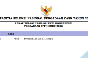 PENGUMUMAN HASIL SELEKSI CALON PPPK FUNGSIONAL GURU KAB. DOMPU TA 2023