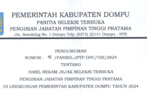 PENGUMUMAN HASIL REKAM JEJAK SELEKSI TERBUKA JPT PRATAMA