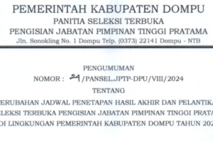 PERUBAHAN JADWAL PENETAPAN HASIL AKHIR SELEKSI TERBUKA JPT PRATAMA