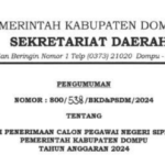 PENGUMUMAN PELAKSANAAN CPNS KABUPATEN DOMPU TAHUN 2024