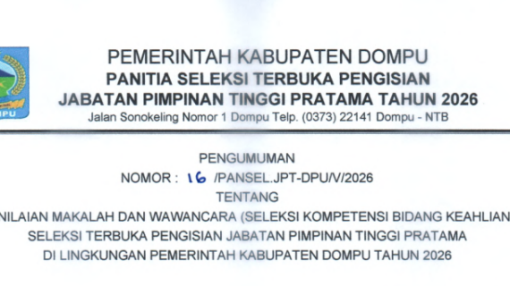 PENILAIAN MAKALAH DAN WAWANCARA SELEKSI TERBUKA JPT PRATAMA